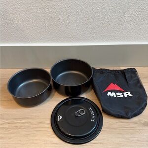 MSR BlackLite Camping Cook Set (Lightweight Backpacking Pots + Lid)
